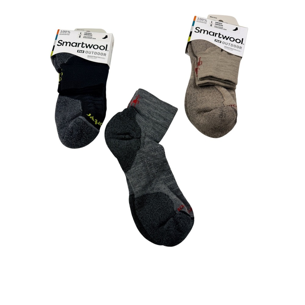 LOT of 3 Smartwool PhD Outdoor Light Mini Socks Merino Wool Unisex Large NEW - Picture 2 of 9